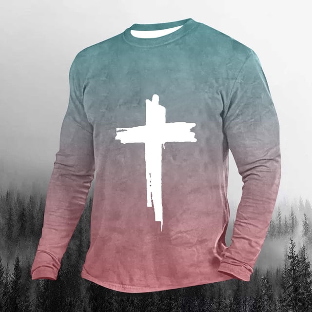 Blusas y camisas de manga larga con cuello redondo para hombre, blusa informal de moda con cuello redondo y estampado de manga larga, blusa de poliéster para hombre.