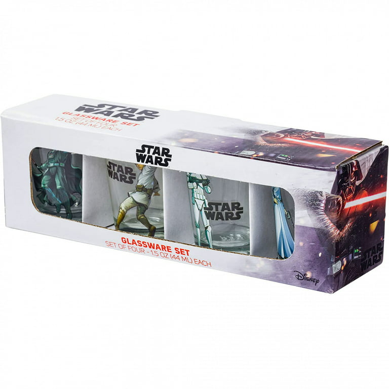 Star Wars Shot Glasses Set of 4 1.5oz Yoda Vader Boba Fett Storm