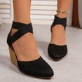 thumbnail image 2 of Rokment Strappy Wedge Heeled Dressy Shoes for Women Ladies 2026 Summer Fall Fashion Casual Pointed Closed Toe Ankle Strap Dress High Heels Sandals Bride Wedding Business Work Black Size 6, 2 of 8
