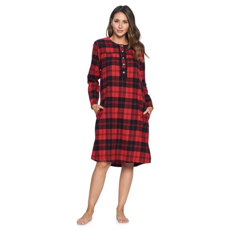 

Ashford & Brooks Women s Flannel Plaid Long Sleeve Nightgown