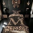 thumbnail image 2 of meiyoeat Leopard Print Monogrammed M Twin Duvet Cover for Kids Girls, Brown Black Bow Diamond Twin Bedding, Black Reversible, 2-Piece, 1 Duvet Cover and 1 Pillowcase, 2 of 6