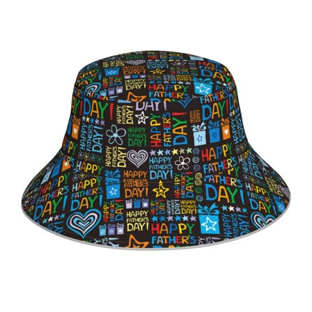 Sikiie Happy Father Day Reflective Double-Sided Bucket Hat, Sun Hat, for Gardening, Beaching, Camping, Hiking, Fishing
