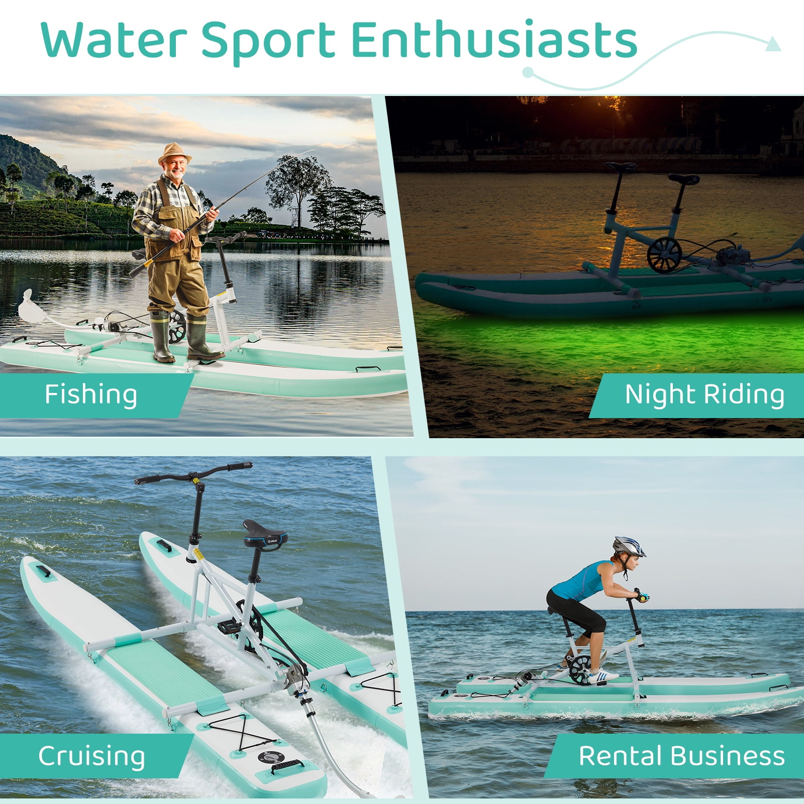 Danrelax Inflatable Water Bike, 2-in-1 Pedal Kayak Bikeboat Hybrid, Includes Bike System, Dual Air Pump, Repair Kit & Carry Bag