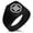 Black, variant on Stainless Steel Inaba Samurai Crest Needle Stripe Pattern Biker Style Polished Ring