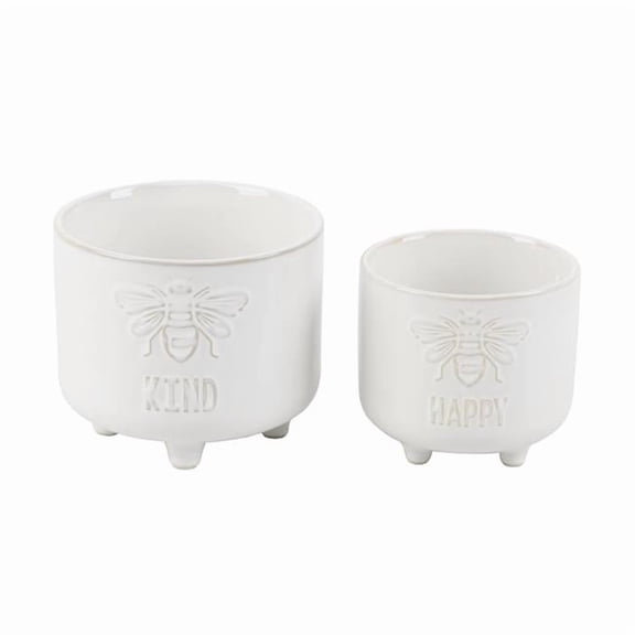 Flora Bunda 6" & 4.75" BE KIND Footed Ceramic Planter Set of 2