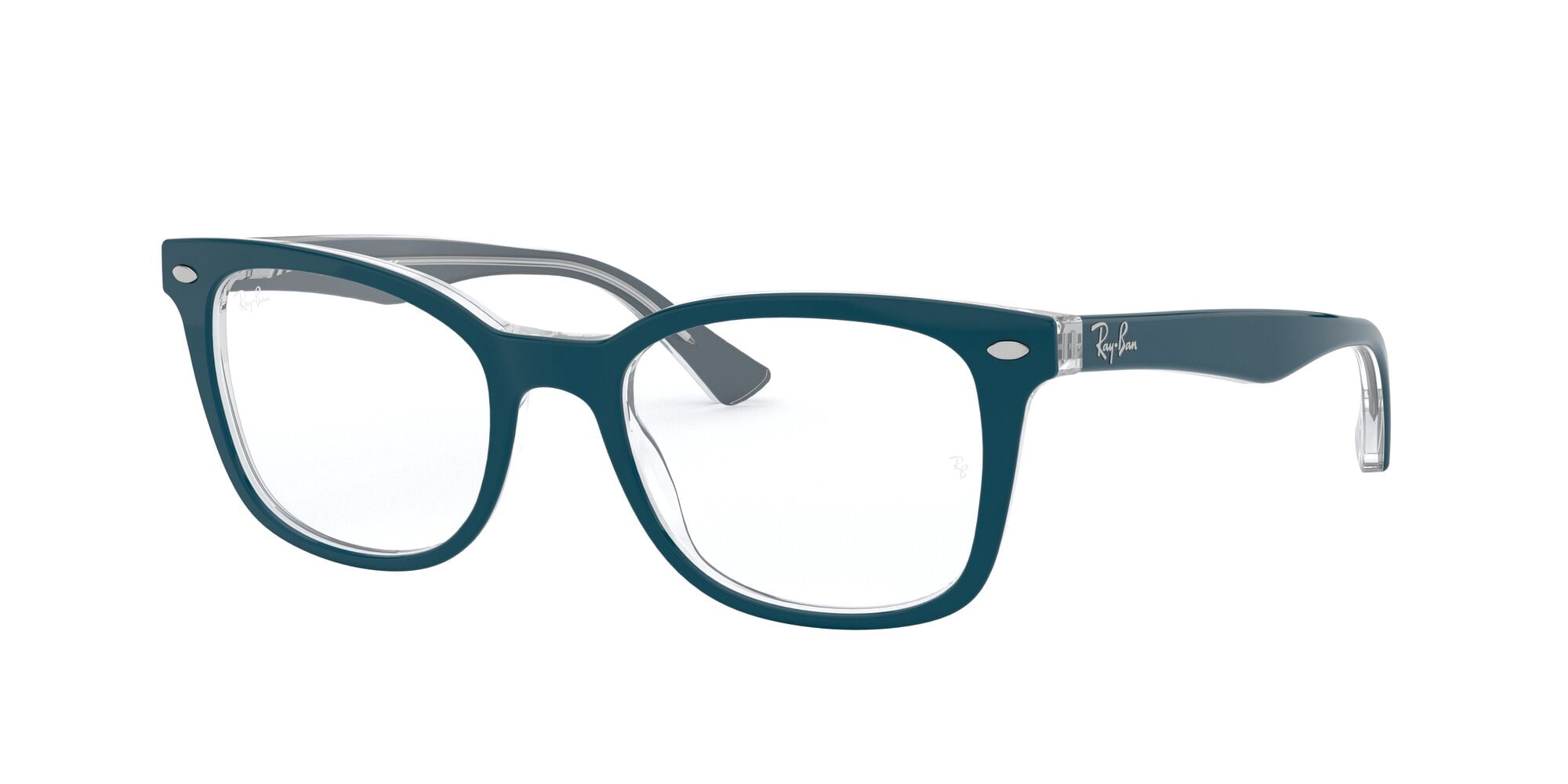 Ray-Ban RB5285 Optics Glasses, Prescription Eyeglasses with Case, Demo Lens/Turquoise On Transparent, Size 53