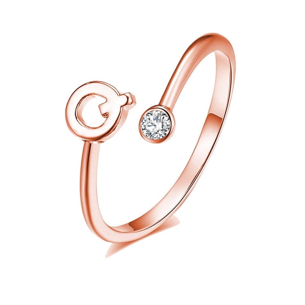 Fiudx Anillos de Apertura con 26 Letras En Inglés, Joyería de Circonitas para Niñas, Regalo de Moda