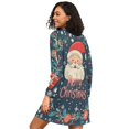 thumbnail image 2 of FORMRS Womens Long Sleeve Nightgowns Crew Neck Sleep Shirt Soft Pajamas Sizes S-3XL, Blue Christmas Santa, 2 of 8