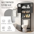 thumbnail image 4 of Hassch Bathroom Storage Cabinet for Toilet/Washer, 67" Tall Space-Saving Organizer with Dual Doors and Shelves, Freestanding Painted MDF Tower Cabinet for Towels & Toiletries, Black, 4 of 10