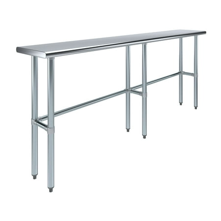 

AmGood 84 Long x 14 Deep Stainless Steel Work Table Open Base | Work Station | Metal Work Bench