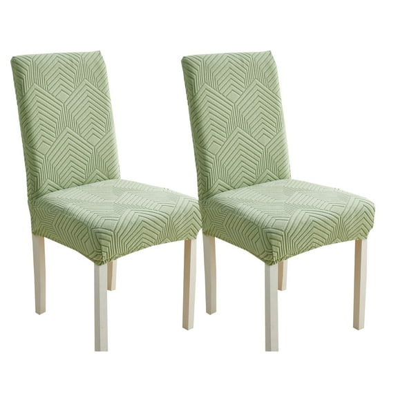 Chair Covers for Dining Room,Stretch Parsons Chair Slipcovers Universal Non-slip Removable Washable Jacquard Super Fit Modern Chair Protector for Hotel Kitchen Wedding Decor-2 Pcs-green