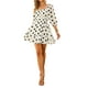 thumbnail image 1 of VISgogo Vestido de manga farol para mujer con decoración de volantes, ropa de verano de cintura alta con escote cuadrado de lunares VISgogo  moda, 1 of 4