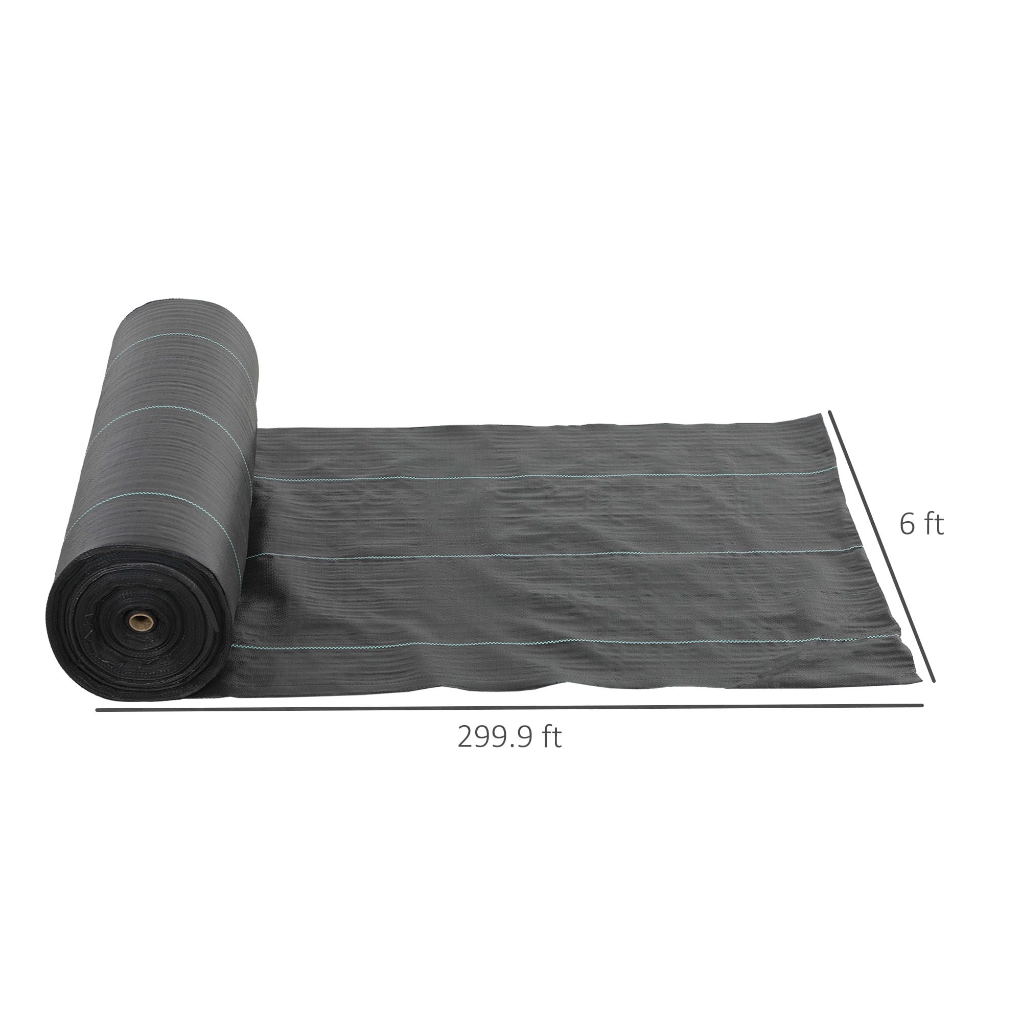 Outsunny 6ft x 300ft Heavy Duty Weed Barrier Landscape Fabric, Black Woven Polypropylene Ground Cover for Garden, Greenhouse and Outdoor Planting, Maintains Soil Moisture and Airflow
