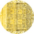 thumbnail image 1 of Ahgly Company Machine Washable Indoor Round Abstract Yellow Modern Area Rugs, 8' Round, 1 of 4