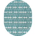 thumbnail image 1 of Unique Loom Outdoor Trellis Southwestern Rug 7' 10 x 10' Oval Teal/Ivory, 1 of 1