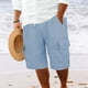 thumbnail image 4 of WILLBEST Pantalones Cortos de Lino de Verano para Hombre, con Bolsillos Grandes, para Playa, Deportivos, de Rayas Lisas, Ligeros y Elásticos, para Verano, Holgados y Casuales., 4 of 8