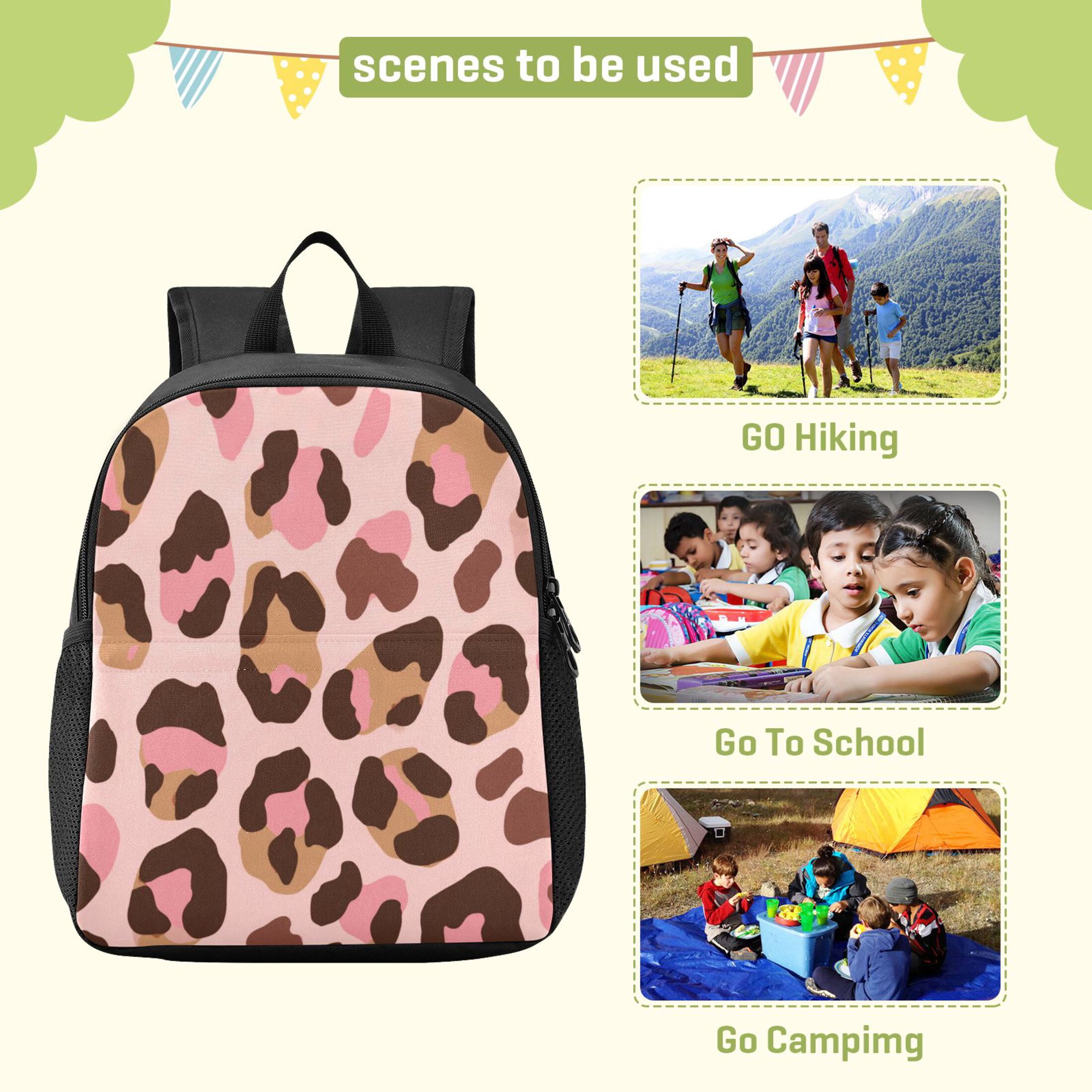 Toddler Backpack Blush Pink Brown Cheetah Print Waterproof Lightweight Backpack Casual Mini Daypack for Daycare & Travel