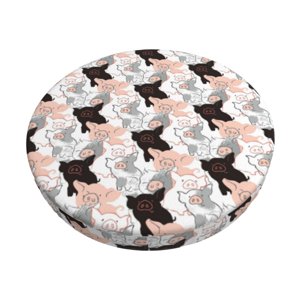Easygdp Pigs Print Easy To Install Bar Stool Covers&Stool Covers Round&Elastic Stool Cover, Barstool Covers,Washable&Bottom With Elastic Edge-14 inch