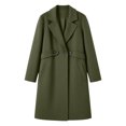 thumbnail image 4 of uublik Womens Trench Coat Army Green Notch Lapel Single-Breasted Business Casual Peacoat Trendy Clothes, 4 of 6
