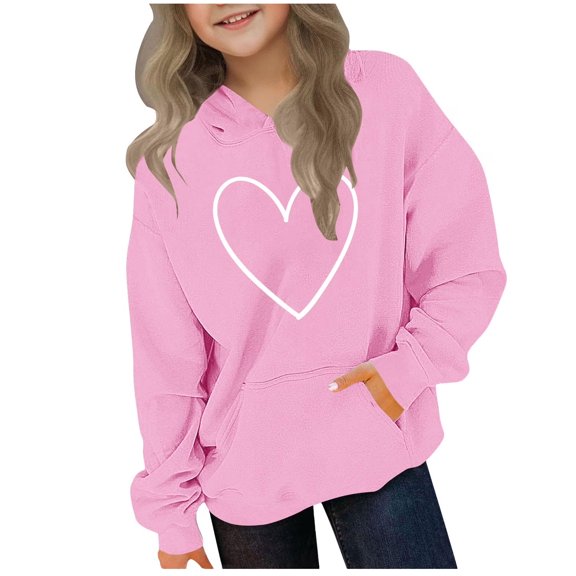 Emitonse Baby and Toddler Girls Shirts Kids Hoodies Girls Long Sleeve Oversized Fleece Sweatshirt Cute Plain Tops Pullover Pink,Size 3-4 Years