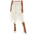 thumbnail image 1 of DAFEI Women Short Skirt Loose Sequin Skirt A-Line Fairy Patterned Elastic Waist Ruffle Layered Midi Skirt, 1 of 6