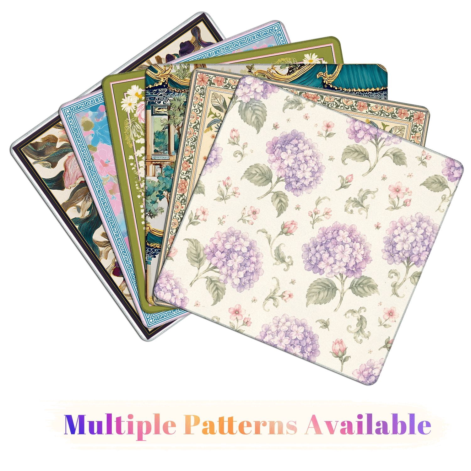 Mahjong Mat 31.5" x 31.5" Vintage Botanical Purple Hydrangeas Pink Flowers Beige Non-Slip Noise Reduction American Mahjong Tiles Table Cover for Dominoes Poker Card Board Games Gift