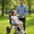 thumbnail image 3 of solautey Lightweight Transport Wheelchair, Foldable 15.75-inch Wide Seat Portable Transport Chair, Travel Wheelchair with Handbrake, 12 inch Shock-absorbing Pump, 3 of 8