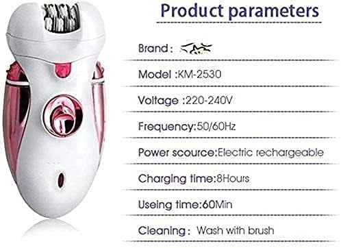 Hair Removal Epilator for Women Rechargeable Electric Razor Shaver, 4 in 1 Multi-Function Electric Razor, Dry & Wet Available