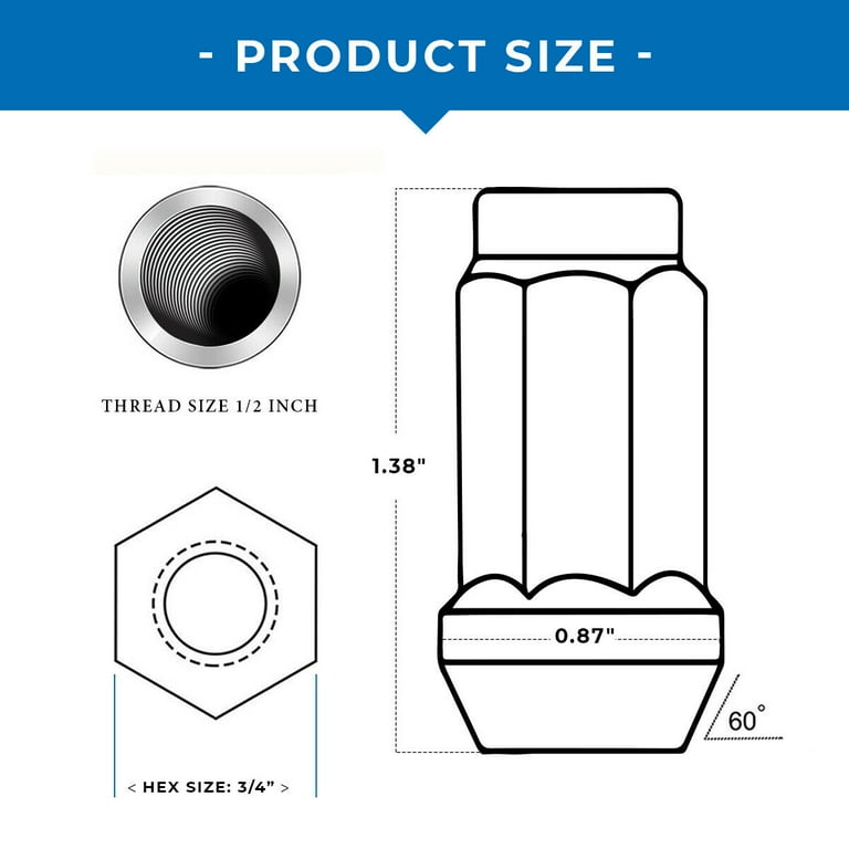 Lug Nut Thread Size Chart