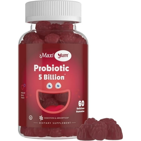 Maxi Health Yum Probiotic Gummies for Kids & Adults – Digestive Health – Berry Flavor – 60 Count