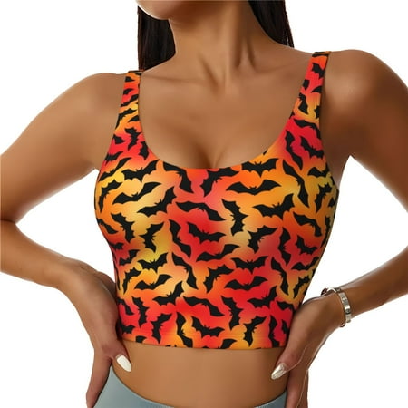 Sports Bra for Women  halloween bat Sports Bras for Women High Support  Workout Yoga Tank Tops Woman With Removable Cups