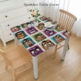 thumbnail image 2 of HAOXIT  Funny Tablecloth, Digital Square Cartoon Style Smiling Face Expression Monster Comic Avatar, Rectangular Table Cover for Dining Room Kitchen Decor 60''x60'', 2 of 7