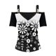 thumbnail image 4 of Blusa túnica de manga corta con cuello en V suelta con estampado floral roto para mujer Fridja  hj3808, 4 of 7