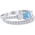 thumbnail image 2 of Divine_creation 2.00 Ct Round Cut Aquamarine Engagement Wedding Womens Bridal Ring Set 14K White Gold Plated 925 Sterling Silver -5, 2 of 2