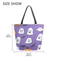 thumbnail image 5 of FORMRS Womens Canvas Tote Bag with Zipper Inner Pocket Shoulder Handbag, Halloween Ghosts Purple, 5 of 7
