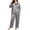 Gray, variant on NominalSnug Plus Size Satin Pajamas for Women Round Neck Long Sleeve Top Wide Leg Pants with Pockets Comfy Sleepwear