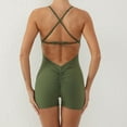 thumbnail image 4 of Miluxas Womens Jumpsuits Unitard Bodysuits One Piece Shorts Rompers Yoga Sleeveless Backless Bodycon Outfits Army Green 8(L), 4 of 7