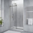 thumbnail image 3 of Stellar Series 57-60"W x 76"H Sliding Frameless Shower Door in Brushed Nickel with Tsunami Guard Tempered Glass, 3 of 6