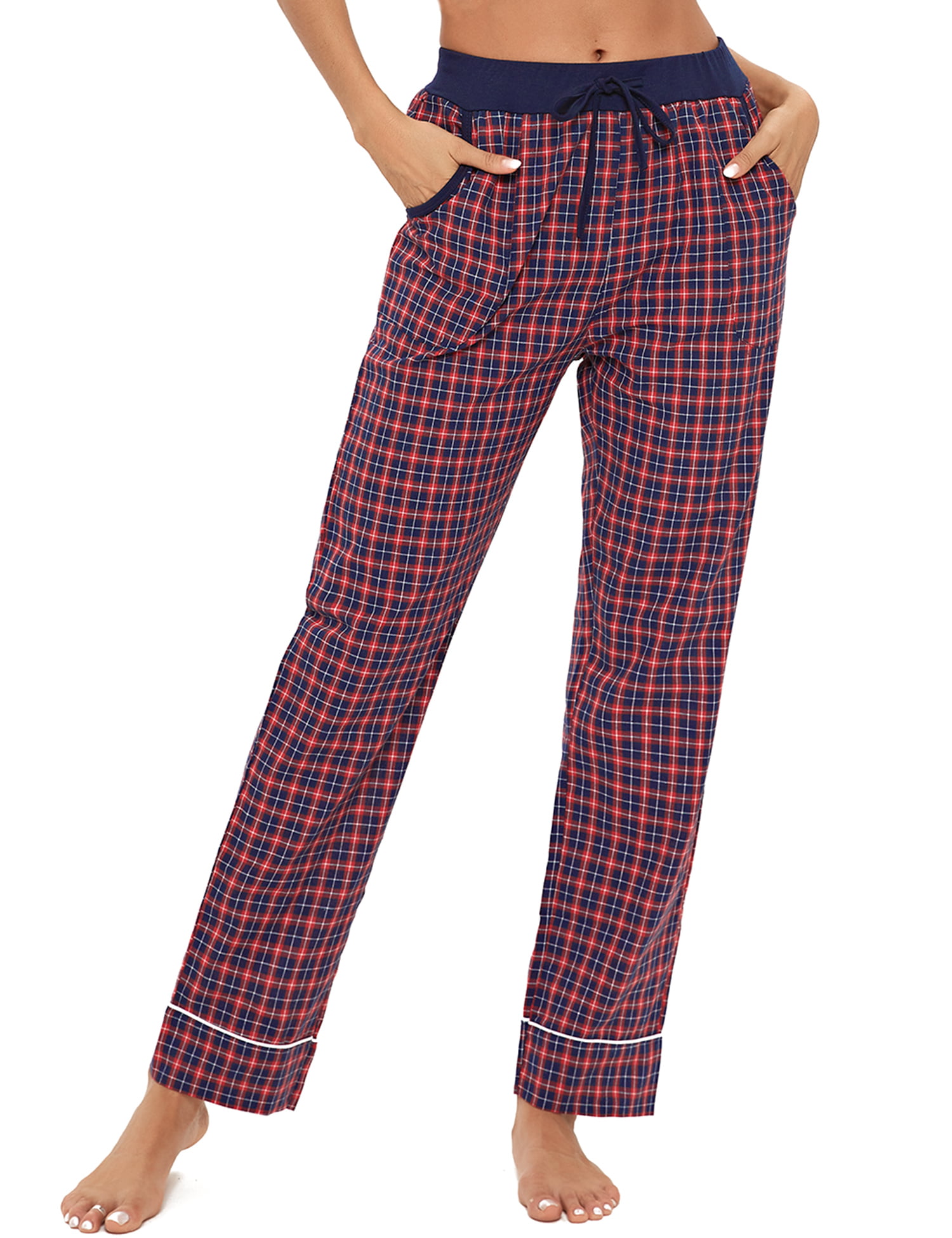 100% Cotton Sleepwear Bottoms Checked Pyjama Bottoms Flannel Lounge Pajamas Pants Aibrou Ladies Plaid Sleepwear 