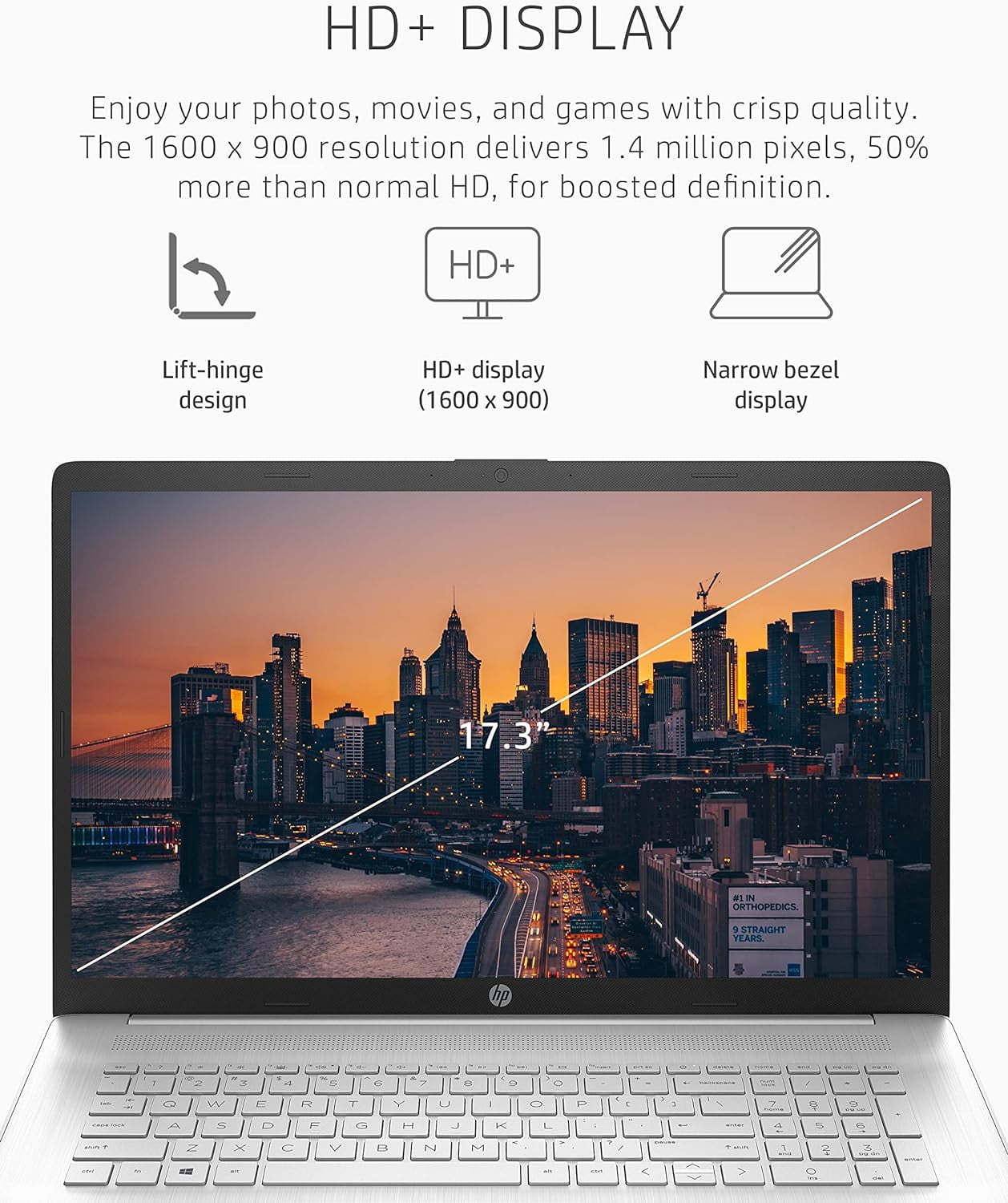 HP 17 Laptop, 17.3” HD+, AMD Ryzen 3, Radeon Graphics, 8GB RAM
