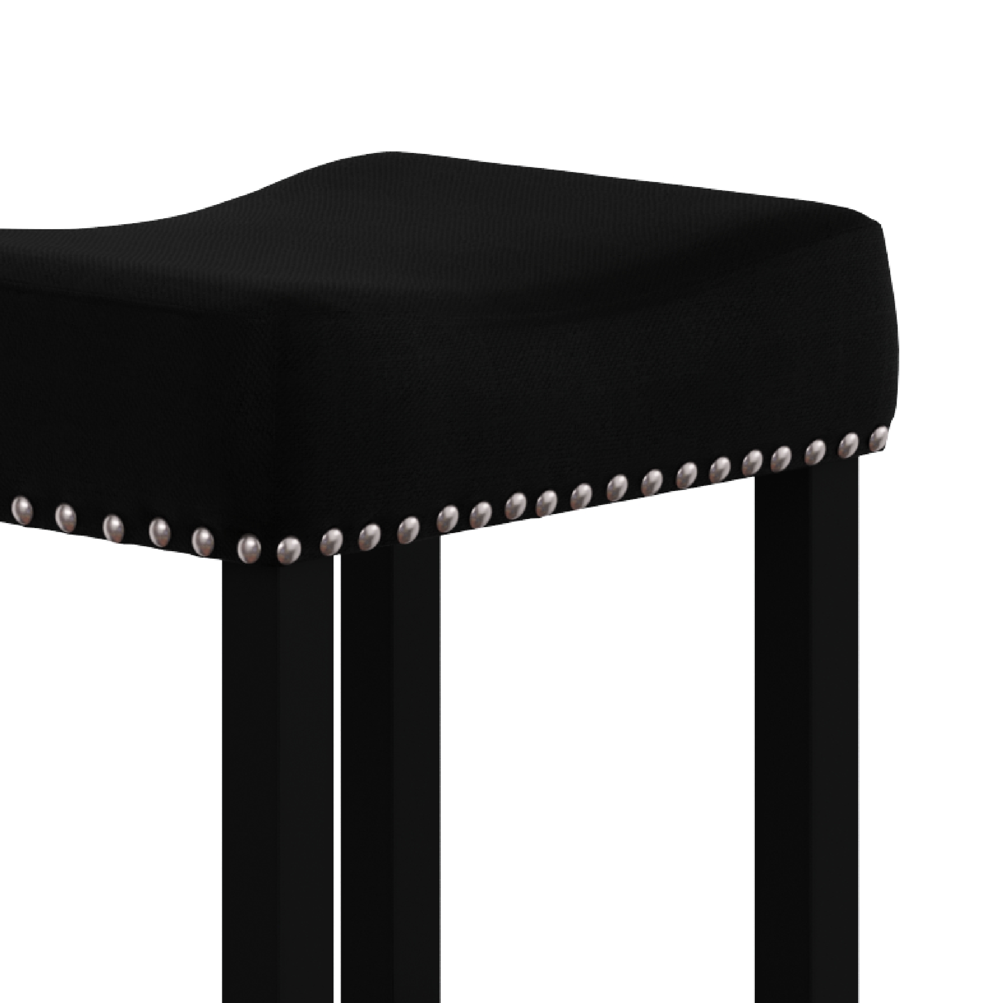 Nathan James Hylie Nailhead Wood Pub-Height Counter Bar Stool 29" Black Fabric Cushion Black Finish