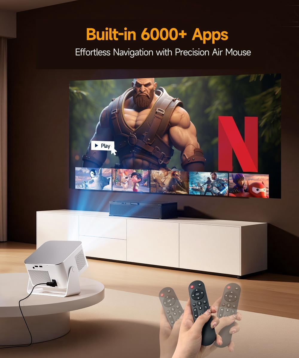 Magcubic Smart Projector with 4K 8K Support, Voice Control Mini Projector with Wifi6 and BT5.4, 900 ANSI, Auto Focus & Obstacle Avoidance, 1080P Portable Movie Proyector for Home Outdoor, HY350Max