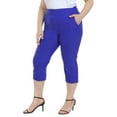 thumbnail image 5 of HDE Women's Plus Size Pull On Capris with Pockets Cropped Pants Royal Blue 1X, 5 of 6