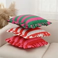thumbnail image 4 of Striped Velvets Cushion Cover With Ruffled Edges Soft Polyester Fabric Stylish Home Decors Square Throw Pillow Case, 4 of 9