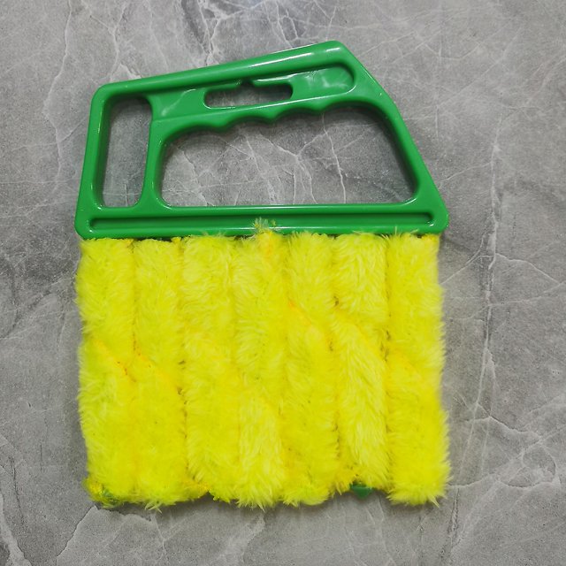 Cepillo para persianas, lavable y fácil de usar (verde), cepillo de limpieza de salida de aire acondicionado de mano, clip de limpieza desmontable para cortinas