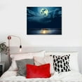 thumbnail image 4 of COMIO  Canvas Print Wall Art Harvest Moon on Tropical Ocean Sea Horizon Astronomy Space Nature Photography Modern Art Rustic Landscape Colorful Sky for Living Room, Bedroom, Office, 4 of 4