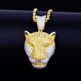 thumbnail image 2 of DUBSS Leopard Head Pendant Gold Color Iced Cubic Zircon Men's Hip Hop Necklace Jewelry, 2 of 6