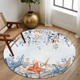 thumbnail image 2 of Round Rug 6Ft Washable Non-Slip, Blue Coastal Circle Area Rugs for Living Room Bedroom, Summer Beach Starfish Weeping Eucalyptus Ombre Indoor Floor Mats Carpet Runner for Home Decor Aesthetic, 2 of 8
