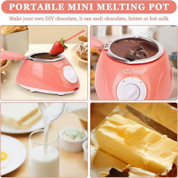 Boutique Clearance Sales Kitchen Fork Melting Fondue Set MINI Electric Chocolate Melting Pot Chocolate Fondue Warmer Machine for Milk Chocolate Cheese Butter Candy