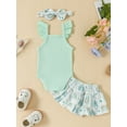 thumbnail image 3 of Bagilaanoe 3pcs Newborn Baby Girl Short Pants Set Fly Sleeve Romper Tops + Rainbow Skirt Shorts + Headband 3M 6M 9M 12M Infant Casual Summer Outfits, 3 of 9